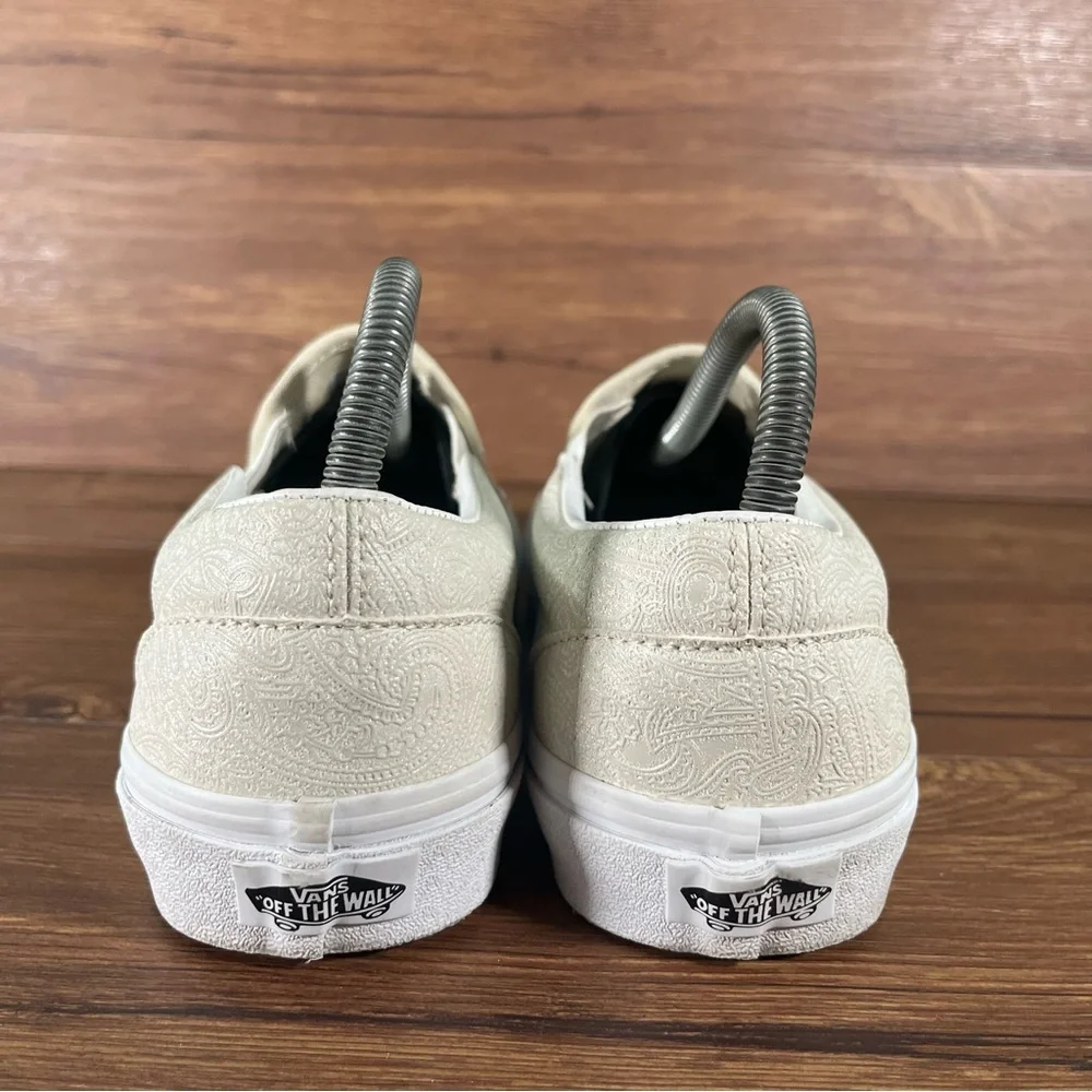 VANS Paisley Tan Leather Slip-On Shoes Sneakers Women’s Size 8.5 - Picture 4 of 11